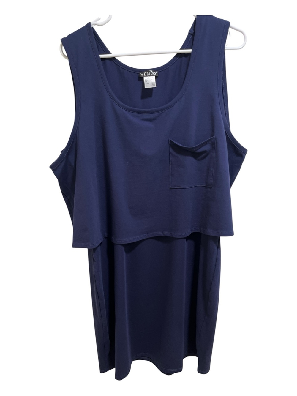 VENUS Navy Layered Sleeveless Dress with Pocket size: 1 X